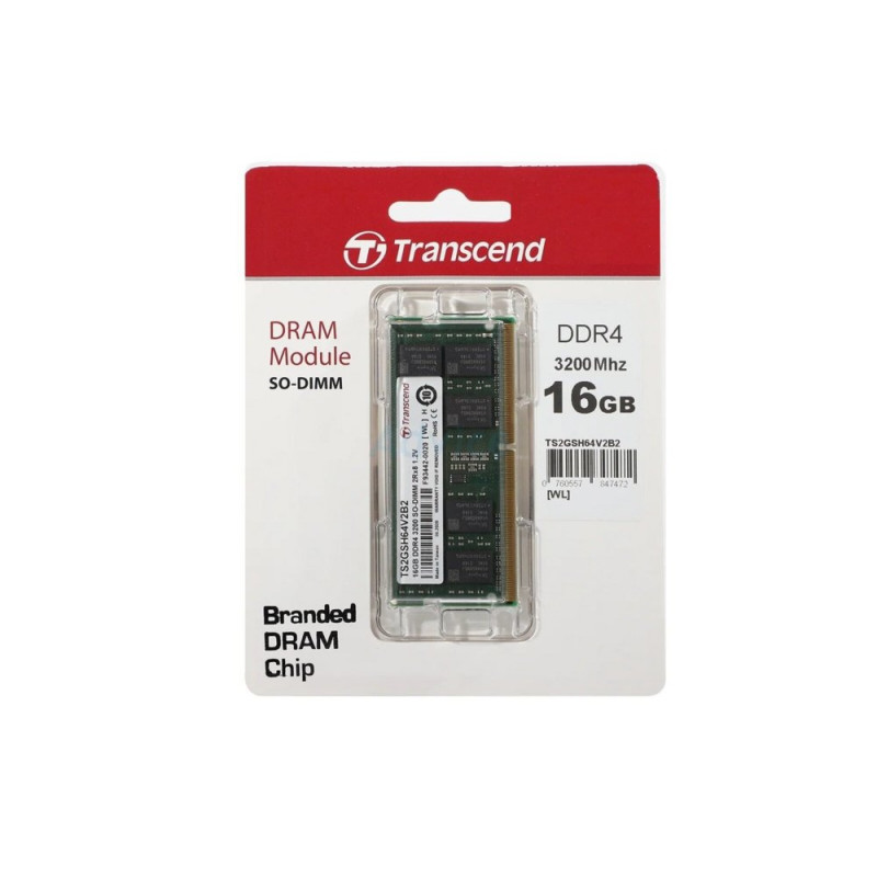 Transcend JetRam  1x16GB DDR4  3200MHz  SODIMM  CL22  Geheugenmodule  RAM