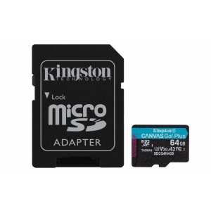 Kingston Technology microSDXC 64GB  Canvas Go Plus Gen4  200MB/s  A2  U3  V30   Adapter