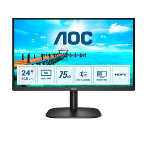 AOC 24B2XDM 238  1920x1080 Full HD VA  75Hz  4ms  3-zijdig Randloos  Flicker-Free  Low Blue Light  Monitor  RENEWED