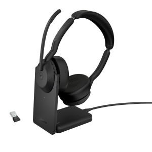 Jabra Evolve2 55 MS Stereo  Bluetooth  USB-A Headset  Met Oplaadhouder  Zwart  Voor Kantoor  Callcenter