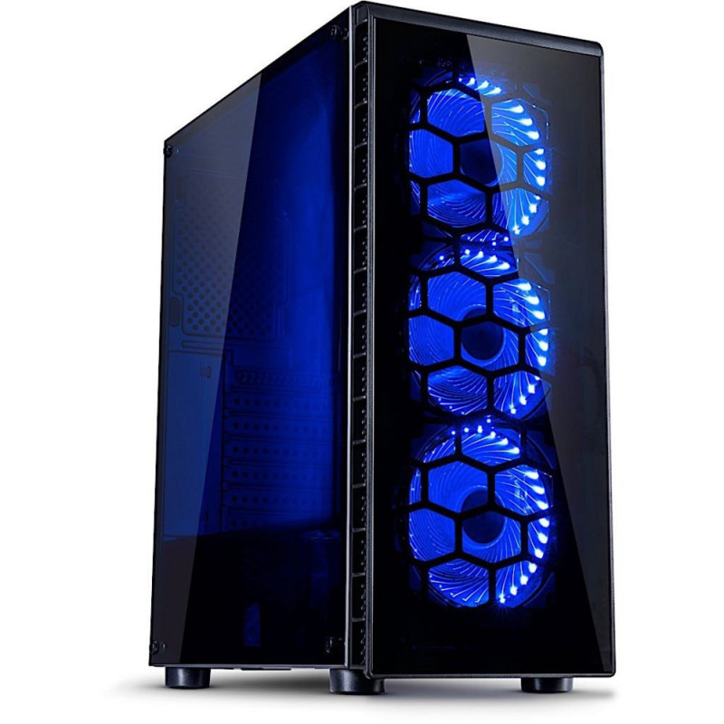Inter-Tech CXC2 Blue Light  Midi Tower Case  Zwart