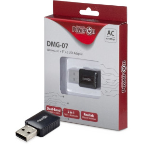 Inter-Tech DMG-07  Wi-Fi 5  Bluetooth 4.2 USB Adapter  650 Mbps  Dual-band (24 GHz / 5 GHz)  Zwart