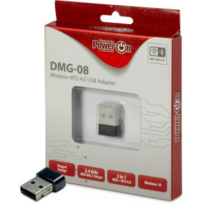 Inter-Tech DMG-08  Wi-Fi 4  Bluetooth 4.0 USB Adapter  150 Mbps  24 GHz  USB 2.0  Zwart