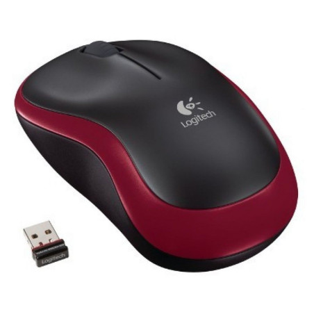 Logitech M185  Draadloze Muis  Links- en Rechtshandig  RF  1000 DPI  Zwart/Rood