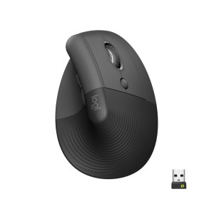 Logitech Lift  Ergonomische Draadloze Muis  Rechtshandig  RF  Bluetooth  4000 DPI  Grafiet