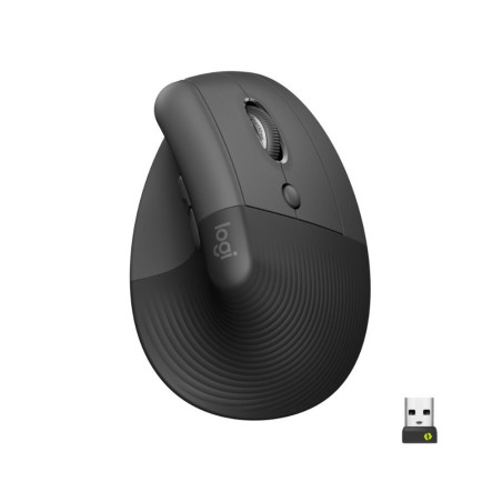 Logitech Lift  Ergonomische Draadloze Muis  Rechtshandig  RF  Bluetooth  4000 DPI  Grafiet