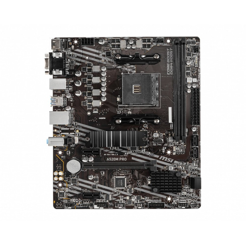 MSI A520M PRO  Socket AM4  AMD A520  2xDDR4  Micro-ATX  Moederbord
