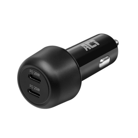 ACT AC2200  USB-C Autolader voor Mobiele Apparaten 25W  Zwart