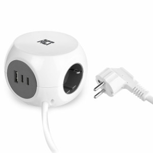 ACT Stekkerdoos Kubus  3 Stopcontacten  USB-A  USB-C  30W  15 m  Wit
