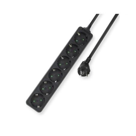 ACT AC2460  Stekkerdoos  6 Stopcontacten  3 m  Binnen  Zwart