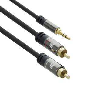 ACT AC3605  3.5mm naar 2x RCA Audiokabel  15 Meter  Stereo  Zwart