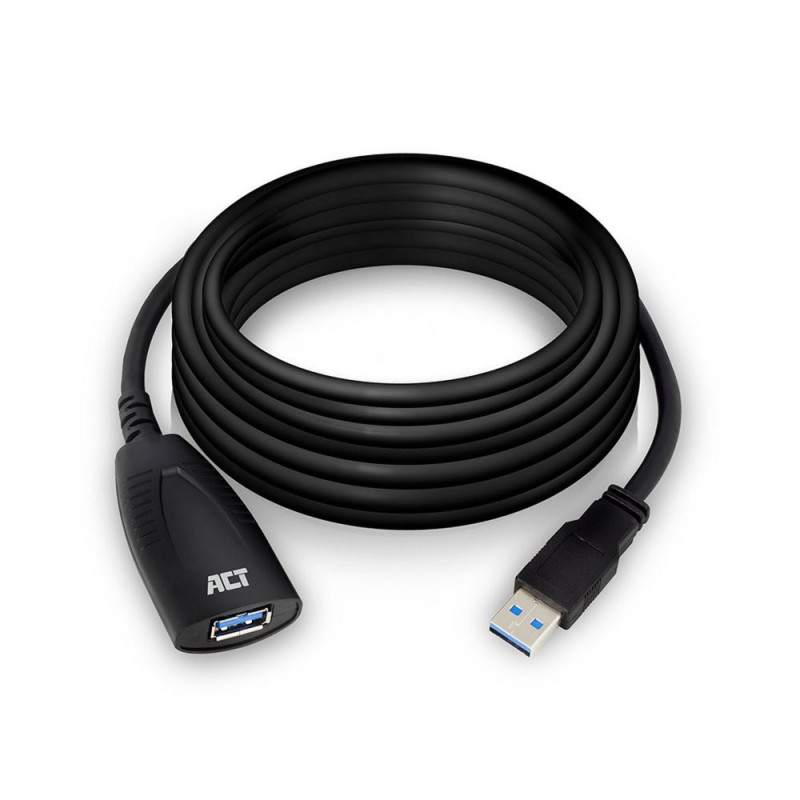 ACT AC6105  USB 2.0 Booster  5m  Zwart