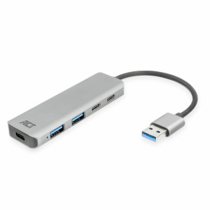 ACT AC6125  USB 3.2 Gen 1 (3.1 Gen 1) Type-A Interface Hub  5000 Mbit/s  Grijs