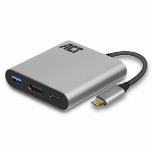 ACT AC7022  USB-C naar HDMI Female Adapter  PD Pass-Through 60W  4K  USB-A