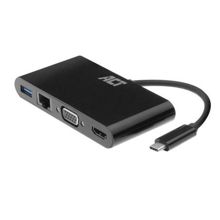 ACT AC7330  Docking Station  USB-C  HDMI  VGA  USB  Zwart