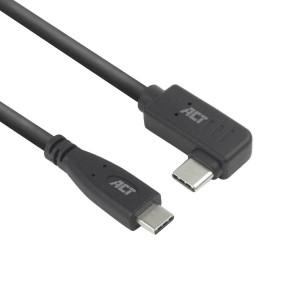 ACT AC7408  USB 3.2 Gen 2 Kabel  USB-C (recht) naar USB-C (haaks links/rechts)  60W  10Gbps  3m  Zwart