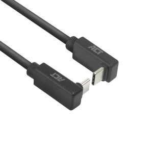 ACT AC7477  USB 3.2 Gen 2 Kabel  USB-C (haaks boven/beneden) naar USB-C (haaks boven/beneden)  60W  10Gbps  1m  Zwart