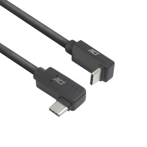 ACT AC7480  USB 3.2 Gen 2 Kabel  USB-C (haaks links/rechts) naar USB-C (haaks boven/beneden)  60W  10Gbps  05m  Zwart