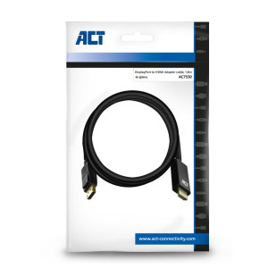ACT AC7550  DisplayPort naar HDMI Kabel  18 m  Zwart