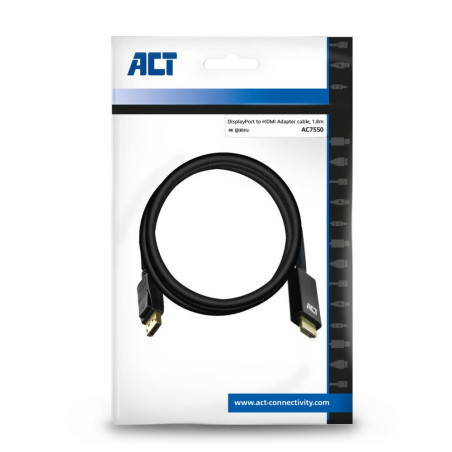ACT AC7550  DisplayPort naar HDMI Kabel  18 m  Zwart