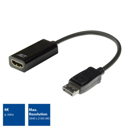 ACT AC7555 DisplayPort naar HDMI Adapter  Female  4K  Zip Bag