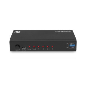 ACT AC7831  HDMI Splitter  1 Ingang 4 Uitgangen  4K  60Hz  Zwart