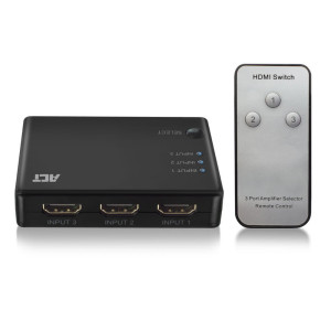 ACT AC7845 HDMI Switch  3 Ingangen  1 Uitgang  4K  30Hz  Inclusief Afstandsbediening