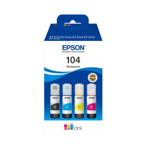 Epson 104 EcoTank Inktfles Multipack  Kleuren Zwart Cyaan Magenta Geel  Compatibel met Epson EcoTank-printers