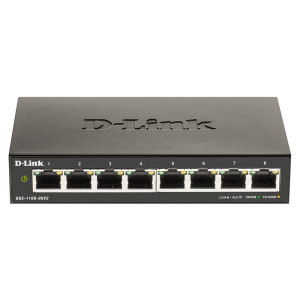 D-Link DGS-1100-08V2  Managed L2 Smart Switch  8 Poorten  Gigabit Ethernet (10/100/1000 Mbps)  VLAN/QoS/IGMP Snooping  Fan
