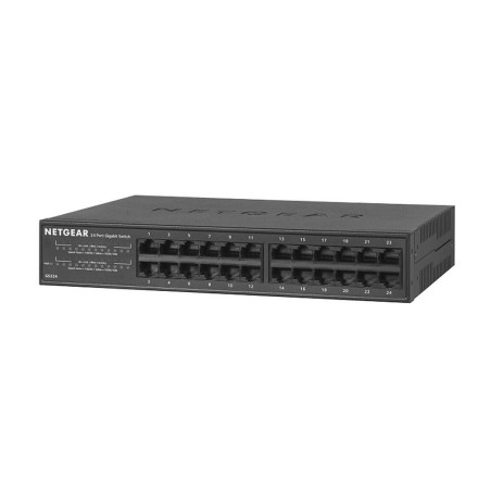 NETGEAR GS324  24-Poorts Unmanaged Gigabit Switch  Ventilatorloos  Rackmount  Zwart