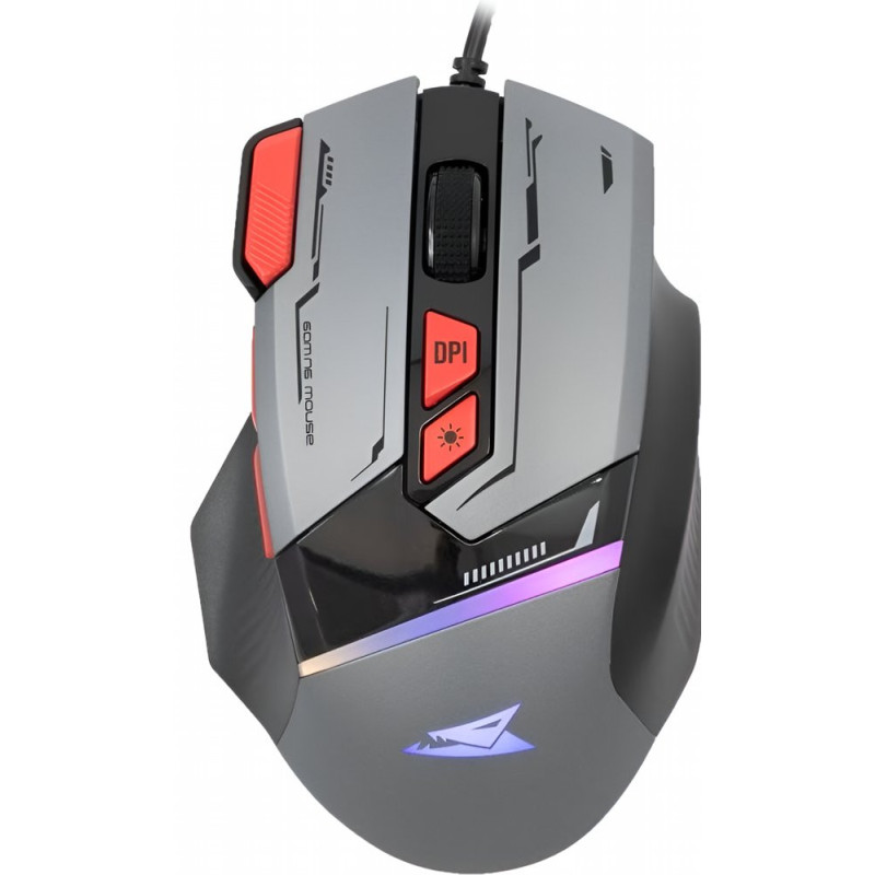 Baracuda MANTA RGB  Bekabelde Gaming Muis  Rechtshandig  USB-A  12800 DPI  Grijs