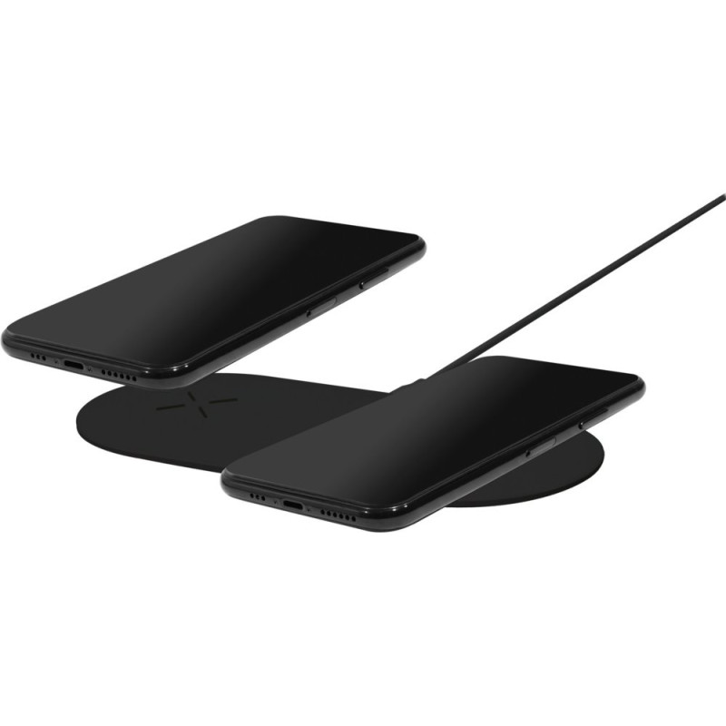 Mobiparts Dual Fast Wireless Charging Pad  Draadloze Oplader 10W Qi  Zwart