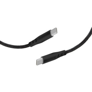 Mobiparts  USB-C naar USB-C Gevlochten Kabel  2A  1m  Zwart