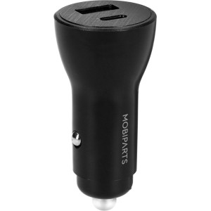 Mobiparts Car Charger  2-Poorts USB-C  USB-A Autolader 30W PD Fast Charging  Zwart