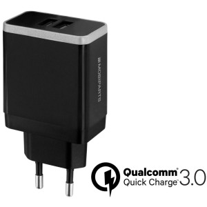Mobiparts Quick Charge Wall Charger  Dual USB-A Oplader 26W / 4.6A  Zwart