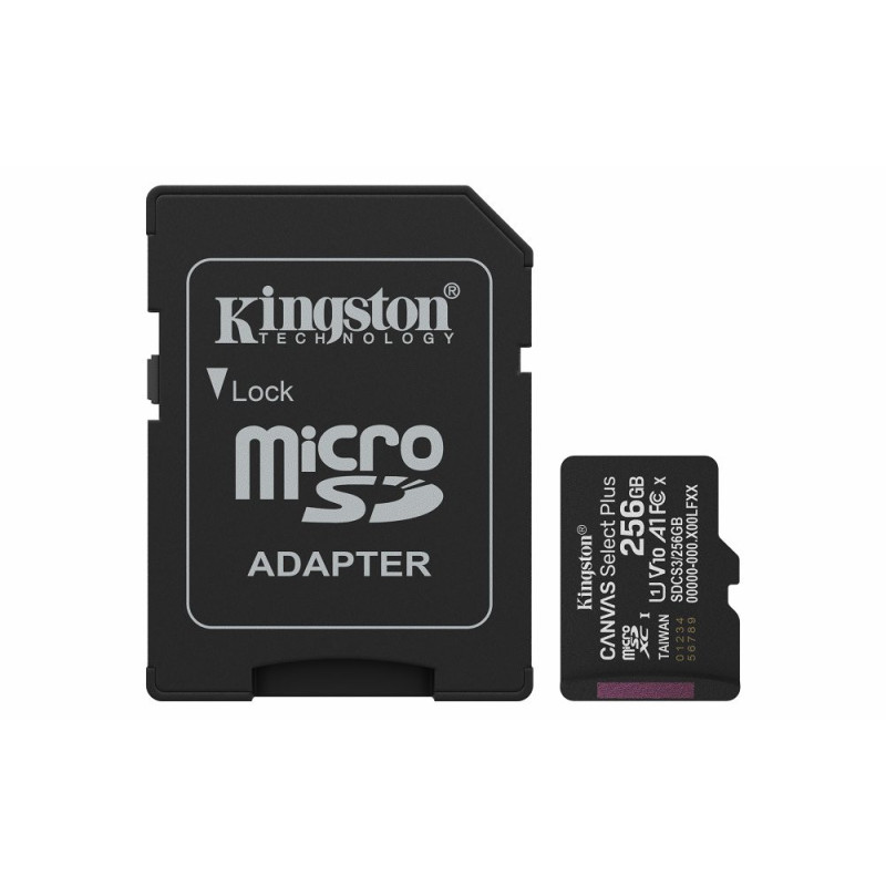 Kingston Technology microSDXC 256GB  Canvas Select Plus Gen3  150MB/s  A1   Adapter