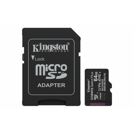 Kingston Technology microSDXC 64GB  Canvas Select Plus Gen3  100MB/s  A1   Adapter