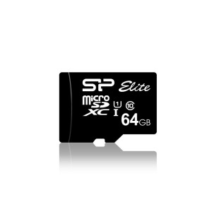 Silicon Power Elite  MicroSDXC  64GB  Class 10  UHS-I U1  Tot 85MB/s  Inclusief SD-adapter  Zwart