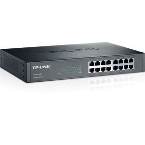 TP-LINK TL-SG1016D  Unmanaged Gigabit Ethernet Switch  16 Poorten  Zwart