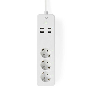 Nedis  Wi-Fi Slimme Stekkerdoos  4 Stopcontacten  2 USB-poorten  Wit