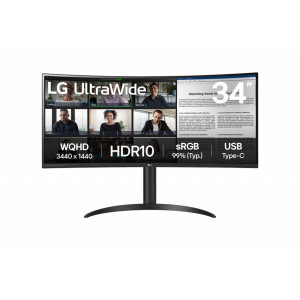 LG 34WR55QK-B  34 Curved Ultrawide  3440 x 1440  Wide Quad HD  Zwart  Power Delivery  USB hub